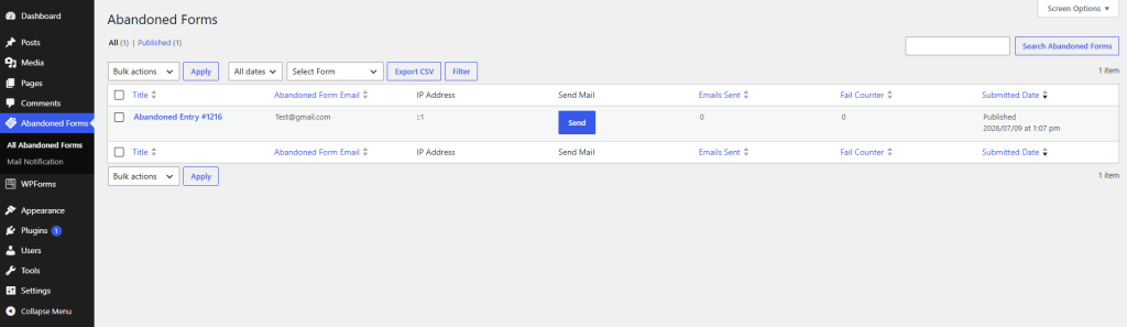 Partial Form Recovery for WPForms screenshot 5