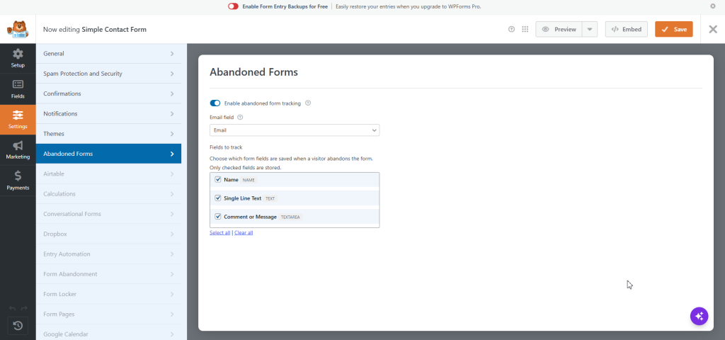 Partial Form Recovery for WPForms screenshot 4