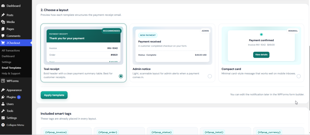 Thenameda Form Payments with 2Checkout for WPForms Pro screenshot 5
