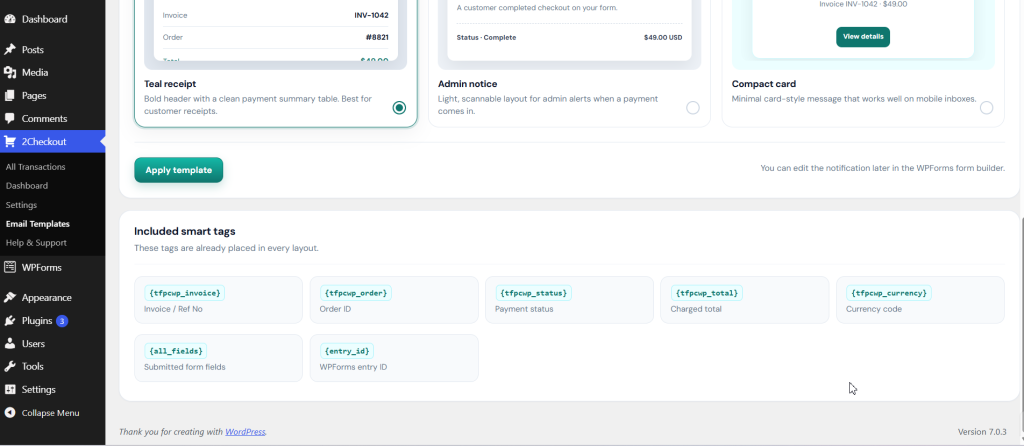 Thenameda Form Payments with 2Checkout for WPForms Pro screenshot 4