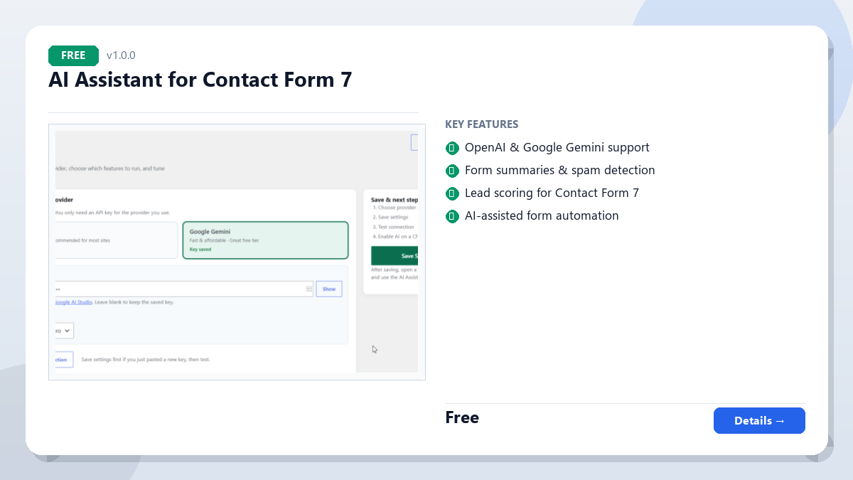 AI Assistant for Contact Form 7