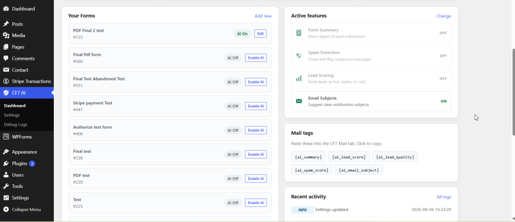 AI Assistant for Contact Form 7 screenshot 5