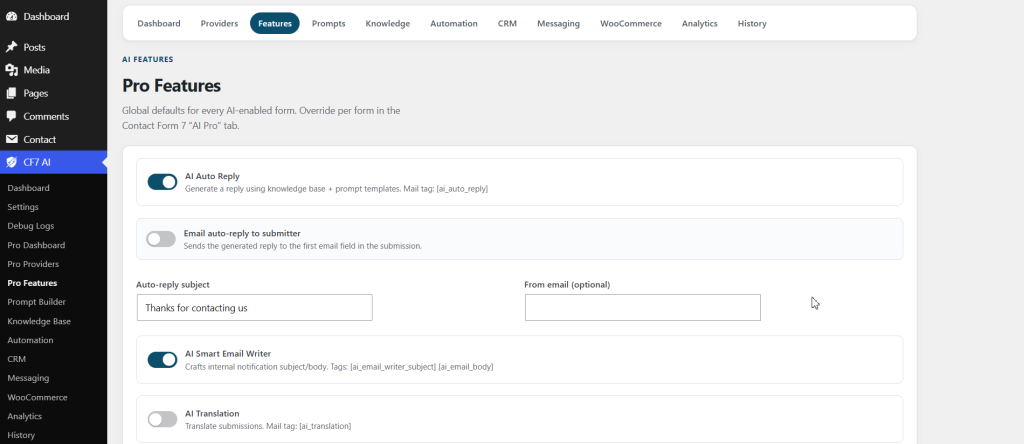 AI Assistant for Contact Form 7 Pro screenshot 3