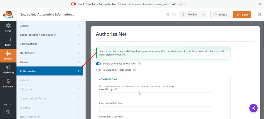 Thenameda Form Payments with Authorize.Net for WPForms Pro screenshot 12