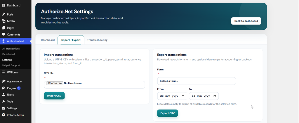 Thenameda Form Payments with Authorize.Net for WPForms Pro screenshot 3