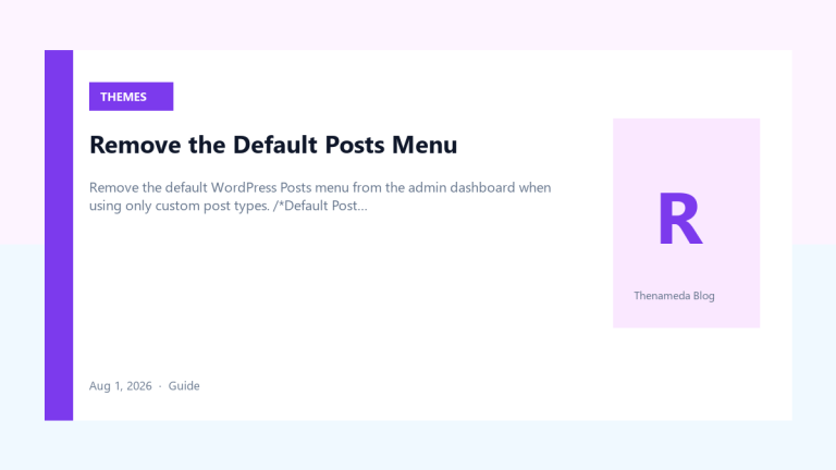 Remove the Default Posts Menu — Featured