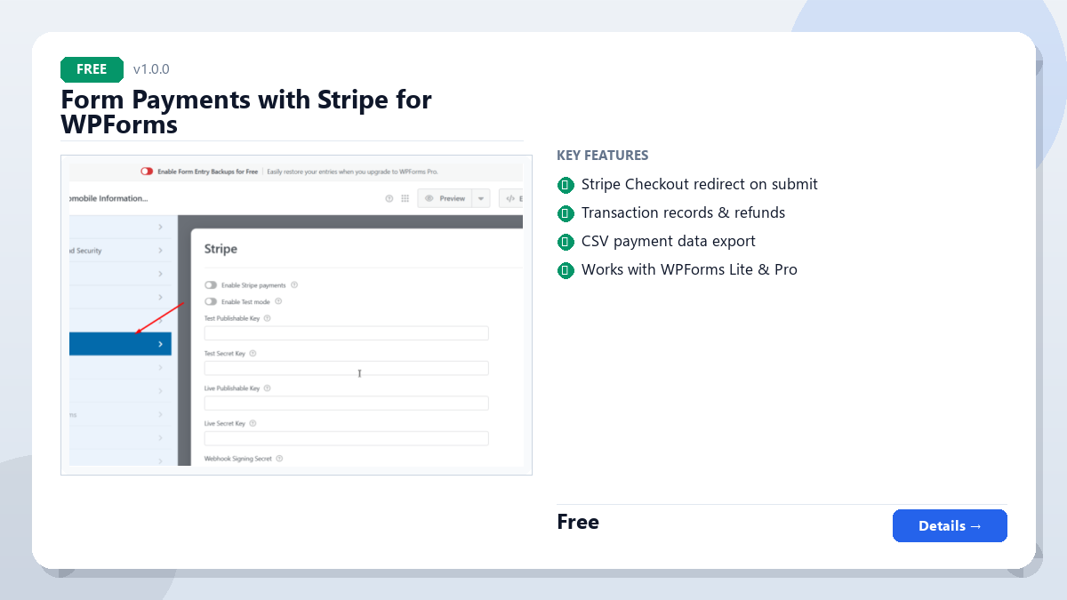 Form Payments with Stripe for WPForms