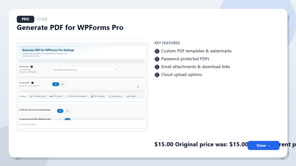 Generate PDF for WPForms Pro screenshot 1