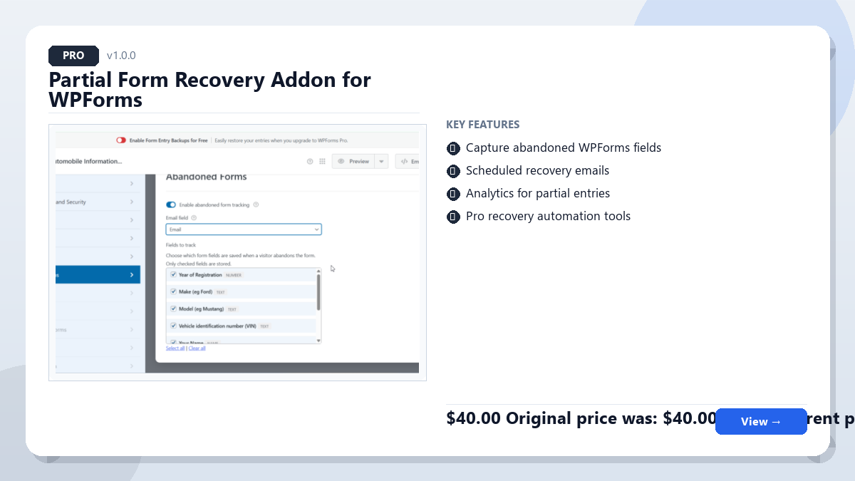 Partial Form Recovery Addon for WPForms