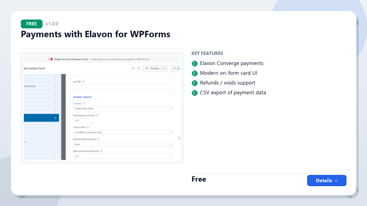 Payments with Elavon for WPForms
