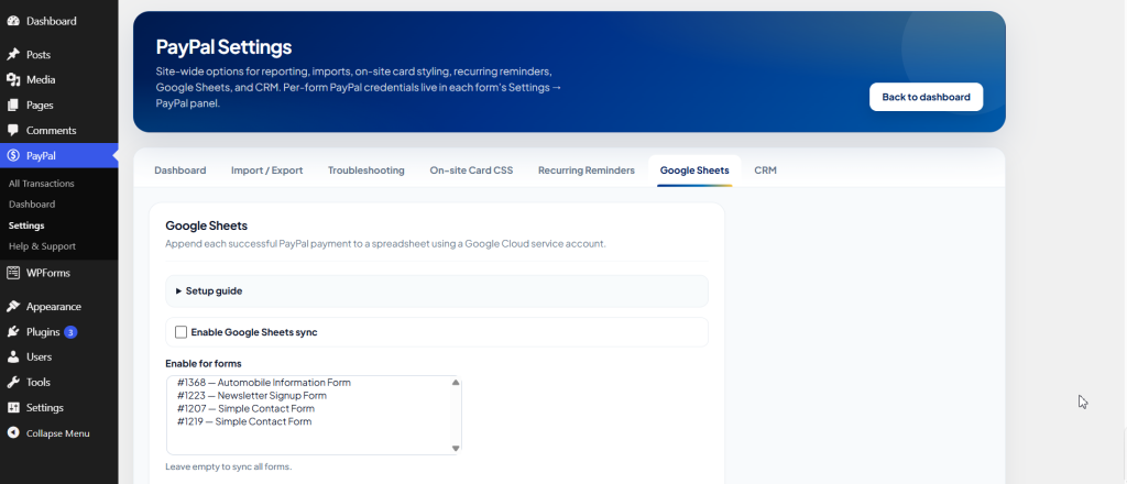 Thenameda Form Payments with PayPal for WPForms Pro screenshot 4