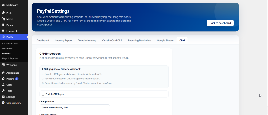 Thenameda Form Payments with PayPal for WPForms Pro screenshot 3