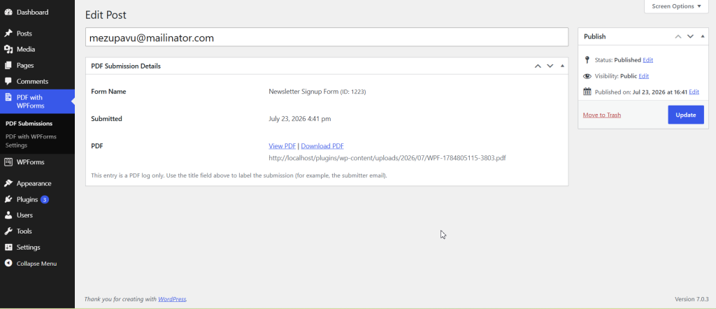 Generate PDF For WPForms screenshot 7