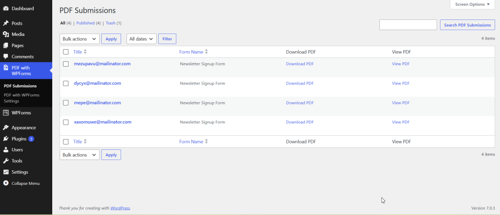 Generate PDF For WPForms screenshot 2