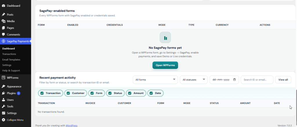 Thenameda Form Payments with SagePay for WPForms Pro screenshot 11
