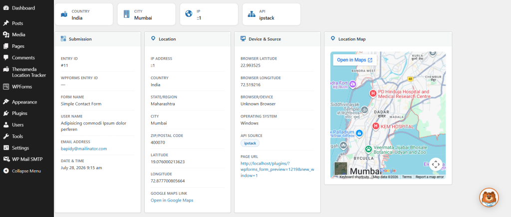 Thenameda Form Location Tracker for WPForms screenshot 3