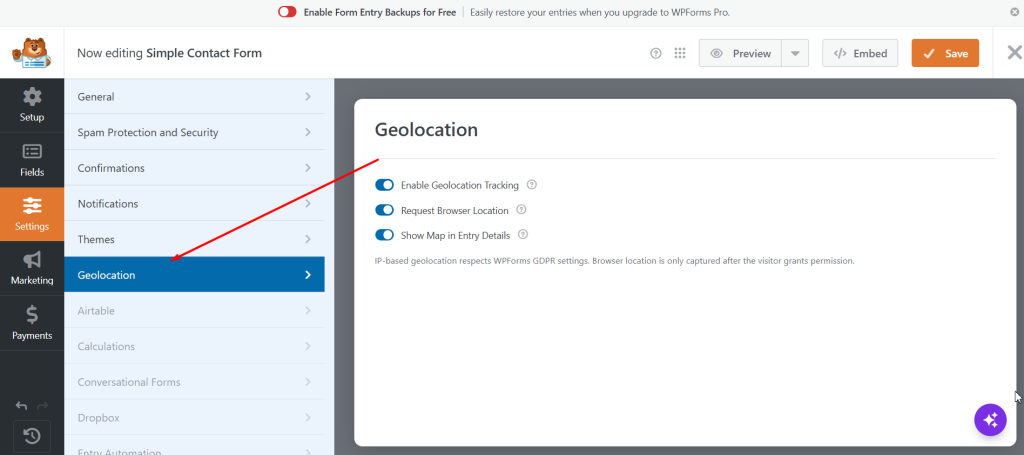Thenameda Form Location Tracker for WPForms screenshot 4