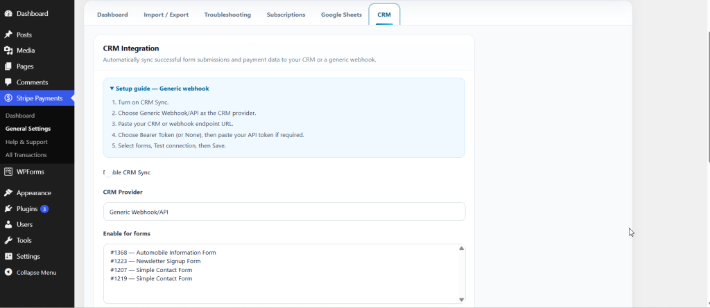 Thenameda Form Payments with Stripe for WPForms Pro screenshot 8