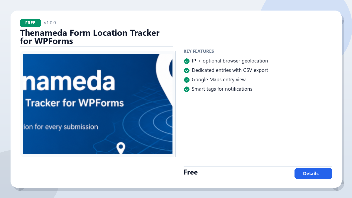Thenameda Form Location Tracker for WPForms