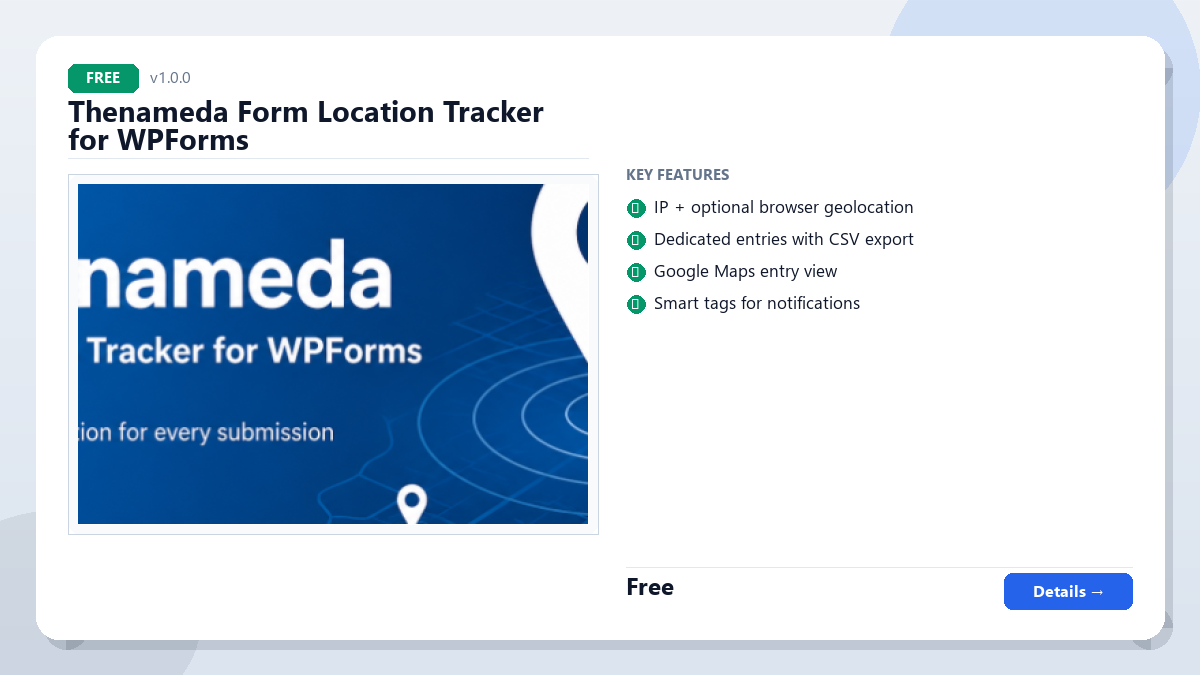 Thenameda Form Location Tracker for WPForms