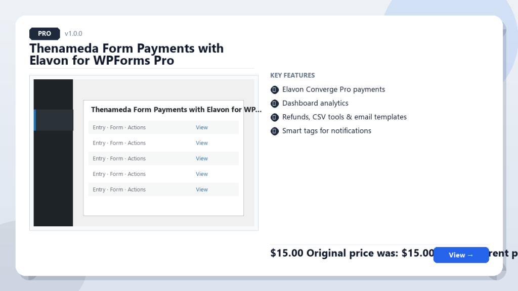Thenameda Form Payments with Elavon for WPForms Pro screenshot 1