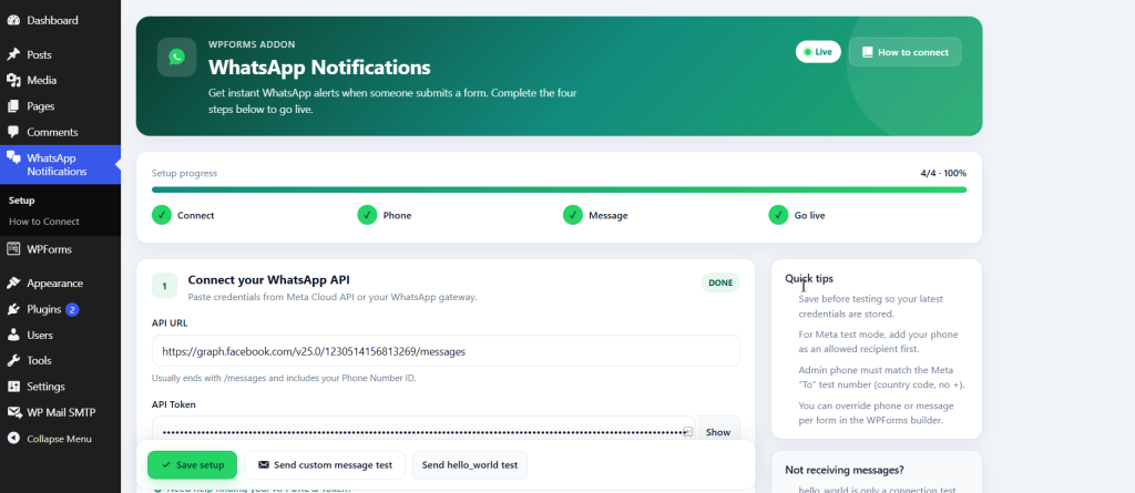 WhatsApp Notifications Pro for WPForms screenshot 2