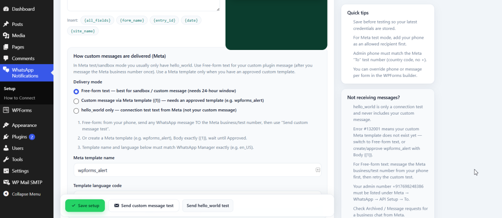 WhatsApp Notifications Pro for WPForms screenshot 7