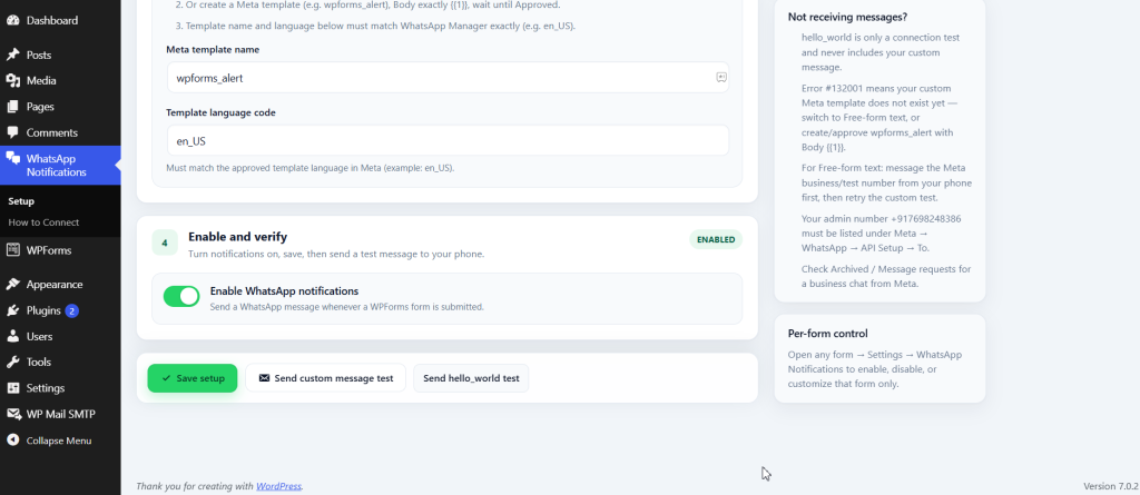 WhatsApp Notifications Pro for WPForms screenshot 8