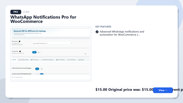 WhatsApp Notifications Pro for WooCommerce — features