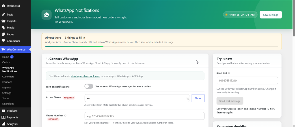 WhatsApp Notifications for WooCommerce screenshot 1