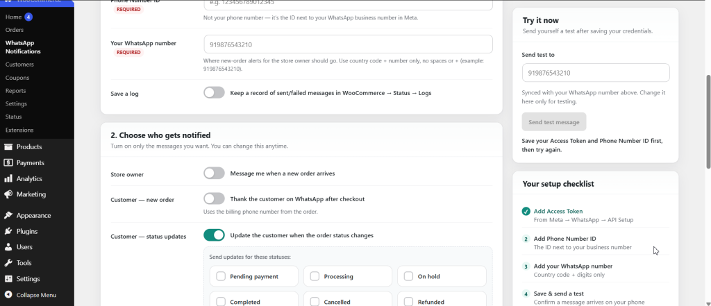 WhatsApp Notifications for WooCommerce screenshot 4