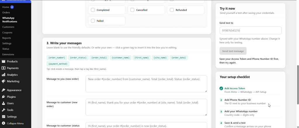 WhatsApp Notifications for WooCommerce screenshot 3