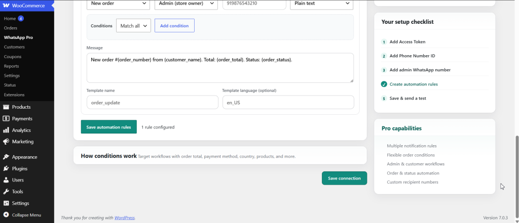 WhatsApp Notifications Pro for WooCommerce screenshot 2